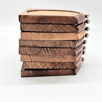 Vintage Wooden Coaster Set with Storage Box Rustic Drink Coasters