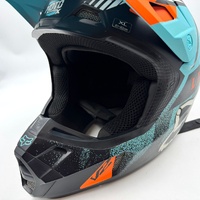 Large View Fox V2 Vicious Army MX Helmet Aqua Orange XL 61-62cm Fiberglass Shell