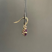Ladies 9ct Yellow Gold Purple Droplet Earrings