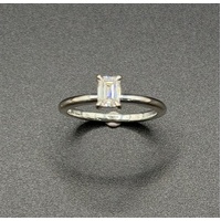 Ladies 18ct White Gold Emerald Cut Diamond Engagement Ring