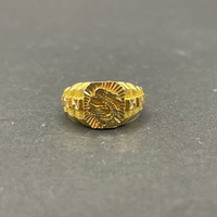 Mens 21ct Yellow Gold Dragon Ring