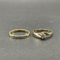 Ladies 9ct Yellow Gold Diamond Ring Set
