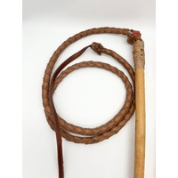 Large View Hide Stockwhips Pair 4 Plait 6ft Leather Whips Dual Training Whips