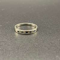 Ladies 9ct White Gold Natural Diamond and Sapphire Ring