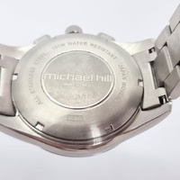 Large View Michael Hill Stainless Steel Chronograph Watch Blue Dial 100m Japan Quartz