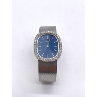 Large View Patek Philippe Ellipse 18K White Gold Diamond Set Ladies Bracelet Watch 21mm