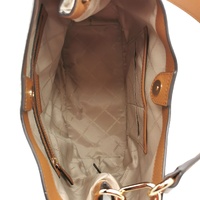 Michael Kors Vanilla Zip Pocket Handbag Signature Canvas Leather Trim