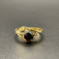 Ladies 18ct Yellow Gold Stone and Diamond Ring