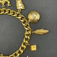 Ladies 22ct Yellow Gold Curb Link Charm Bracelet