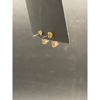 Ladies 9ct Yellow Gold Gemstone Stud Earrings