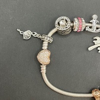 Ladies 925 Sterling Silver Snake Link Charm Bracelet