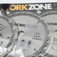 Workzone 3pc 180mm TCT Circular Saw Blades Set 16 24 40T 20mm Bore