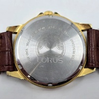 Lorus Mens Watch VJ42-X041 Brown Leather Band Classic Date 44mm 5 Bar