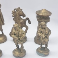 Vintage Metal Chess Set Brass Bronze Chessmen 32 Piece Mid Century