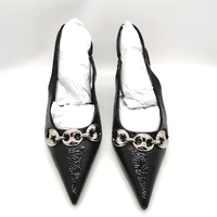 Alias Mae Amber Black Crinkle Patent Leather Slingback Shoes Size 41