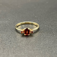 Ladies 9ct Yellow Gold Red Gemstone Ring