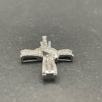 Ladies 925 Sterling Silver Natural Diamond Cross Pendant