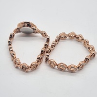 Elite 5089017 Rose Gold Crystal Watch and Bracelet Set Mother of Pearl Dial