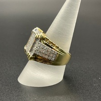 Mens 9ct Yellow Gold Natural Diamond Cluster Ring