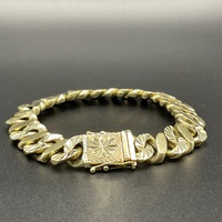 Mens 9ct Yellow Gold Diamond Cut Curb Link Bracelet