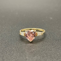 Ladies 14ct Yellow Gold Pink Heart Shape Gemstone Ring