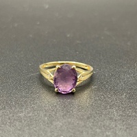 Ladies 9ct Yellow Gold Purple Gemstone Ring