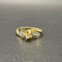 Ladies 14ct Yellow Gold Natural Diamond Vintage Ring