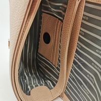 Mimco Jett Flapover Crossbody Pebbled Leather Shoulder Bag Almond