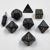 Unbranded 7-Piece Role-Playing Game Die Set With crystal shaped Pendant Pre-owned