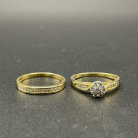Ladies 18ct Yellow Gold 2 Ring Set Natural Diamond Rings