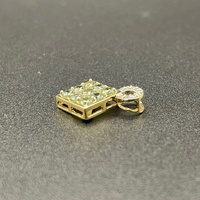 Ladies 10ct Yellow Gold Green Gemstone & Diamond Pendant