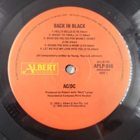 AC/DC Back In Black LP 1980 Reissue Albert Australian Pressing Vinyl Record