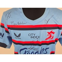 Sydney Roosters Signed Training Jersey Size L NRL Rugby League Autographed