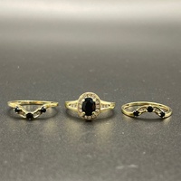 Ladies 9ct Yellow Gold 3 Piece Natural Diamond Ring Set