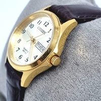 Citizen G002-S114306 Quartz Gold Tone Ladies Brown Leather Band Watch