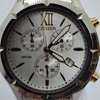 Citizen F500-S101395 Unisex Watch Two Tone Stainless Steel White Dial