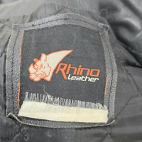 Rhino Biker Motorcycle Black Leather Jacket Size XL