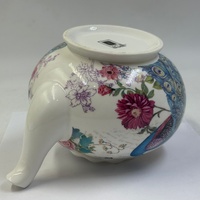 Summer River Flora Peacock Teapot Floral Gold Detail Decorative