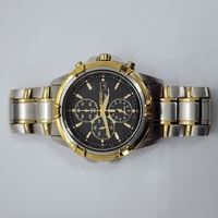 Seiko V172-0AJ0 Solar Chronograph Two Tone Sapphire Black Dial Watch