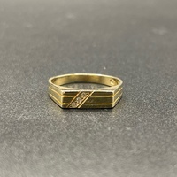 Mens 9ct Yellow Gold Diamond Signet Ring