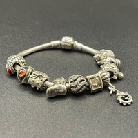 Ladies 925 Sterling Silver Pandora Snake Link Charm Bracelet