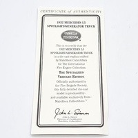 1932 Mercedes L5 Spotlight Generator Truck Model of Yesteryear YYM37632 Green