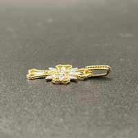 Ladies 9ct Two Tone Gold Cross Pattern Pendant