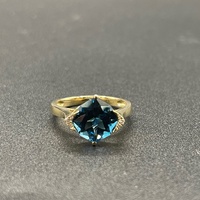 Ladies 14ct Yellow Gold Blue Gemstone Ring