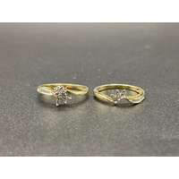 Ladies 9ct Yellow Gold Diamond Ring Set