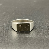 Mens 925 Sterling Silver CZ Signet Ring