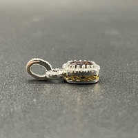 Ladies 18ct White Gold Pink Stone & Diamond Pendant