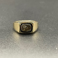 Mens 9ct Yellow Gold Diamond Signet Ring