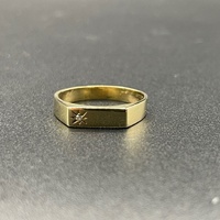 Mens 9ct Yellow Gold Diamond Signet Ring
