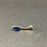 Ladies 9ct Yellow Gold Heart Blue Gemstone Navel Belly Ring